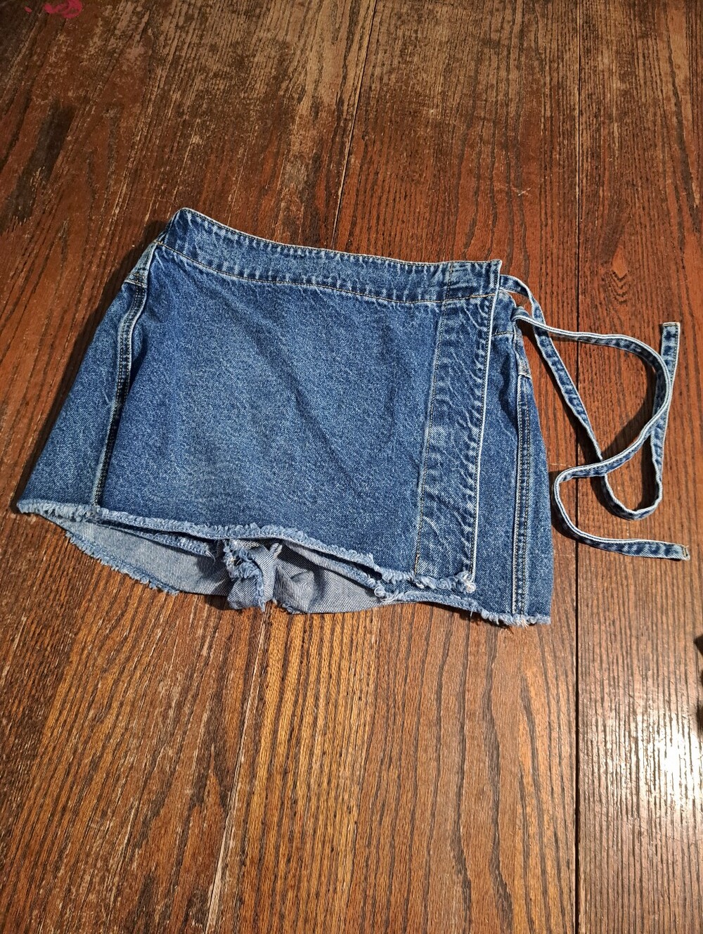 Medium Altard State Denim Blue Jean Cotton Casual Shorts Wrap Skort